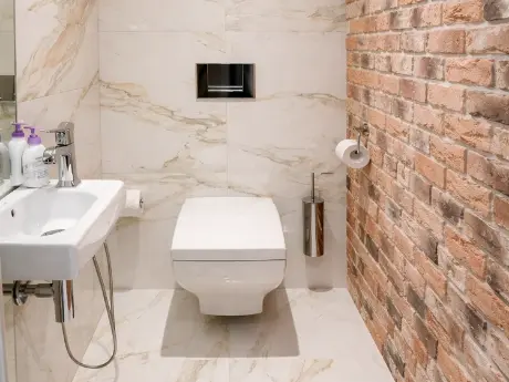 Минималистичный дизайн маленького санузла Минималистичный дизайн маленького санузла